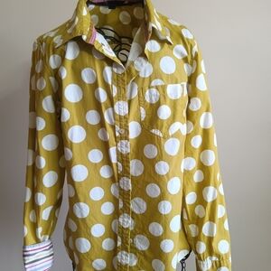 Boden Yellow Polka Dot Blouse